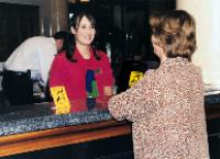 InfoLoop induction loop assistive listening device used at a reception area